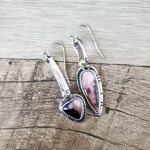 Unique Boho Silver + Jasper Style Earrings, NWT